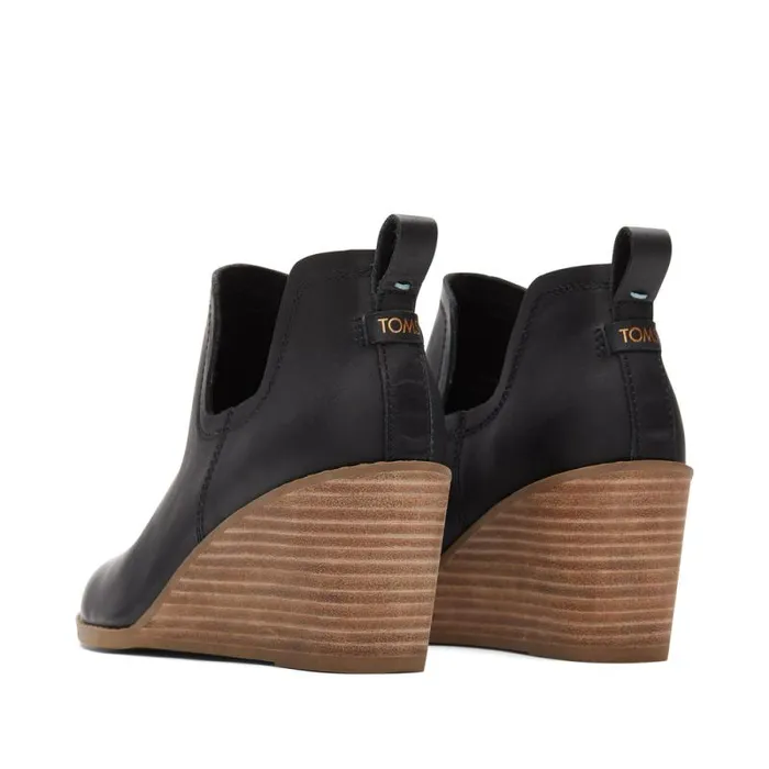 Toms Boots and Booties Kallie Wedge Boot Leather Black 8211 Women Toms Boots and Booties Kallie Wedge Boot Leather Black 8211 Women