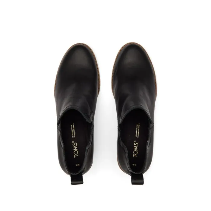 Toms Boots and Booties Kallie Wedge Boot Leather Black 8211 Women Toms Boots and Booties Kallie Wedge Boot Leather Black 8211 Women