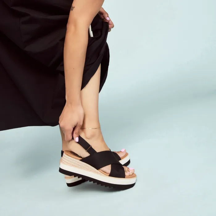 Toms Espadrilles Diana Crossover Wedge Sandal Black 8211 Women