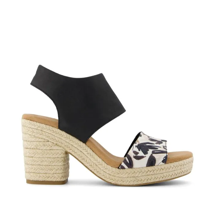 Toms Espadrilles Majorca Rope Platform Sandal Black Watercolor Floral 8211 Women