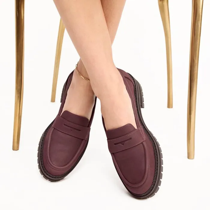 Toms Flats and Loafers Cara Loafer Blackberry Leather 8211 Women Toms Flats and Loafers Cara Loafer Blackberry Leather 8211 Women