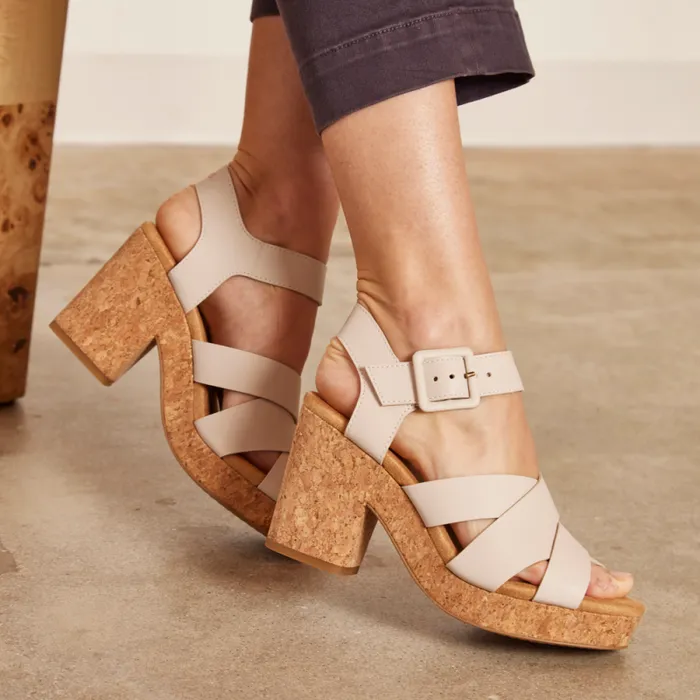 Toms Heels and Wedges Ava Sandal Putty Natural 8211 Women
