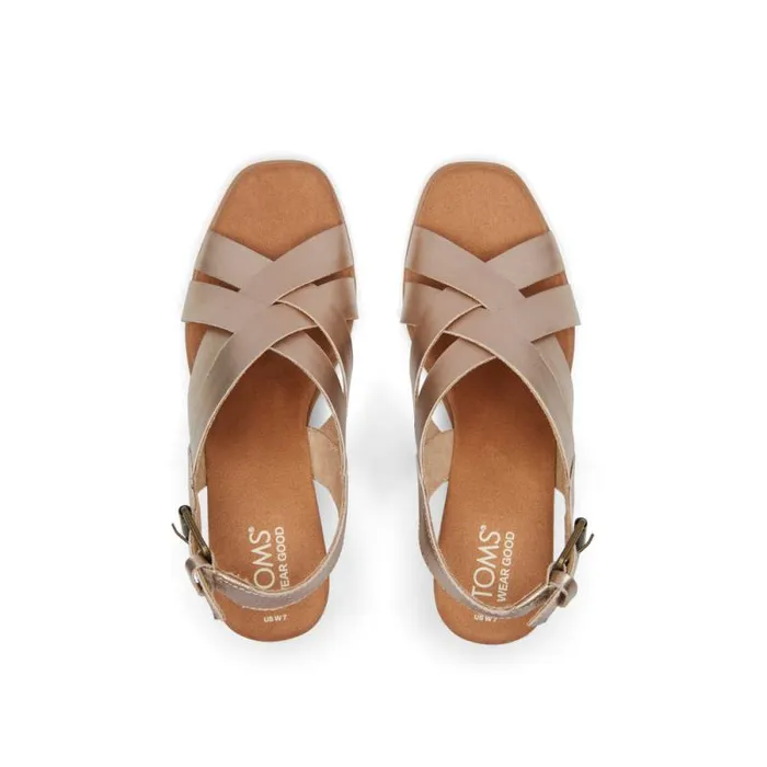 Toms Heels and Wedges Gracie Wedge Sandal Leather Gold 8211 Women Toms Heels and Wedges Gracie Wedge Sandal Leather Gold 8211 Women