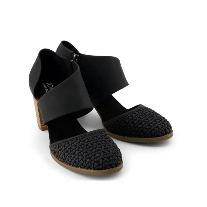 Toms Heels and Wedges Milan Closed Toe Heel Black Geo Basket Pu Leather 8211 Women