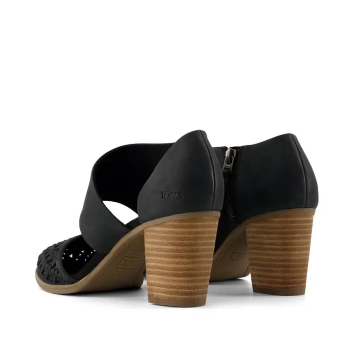Toms Heels and Wedges Milan Closed Toe Heel Black Geo Basket Pu Leather 8211 Women