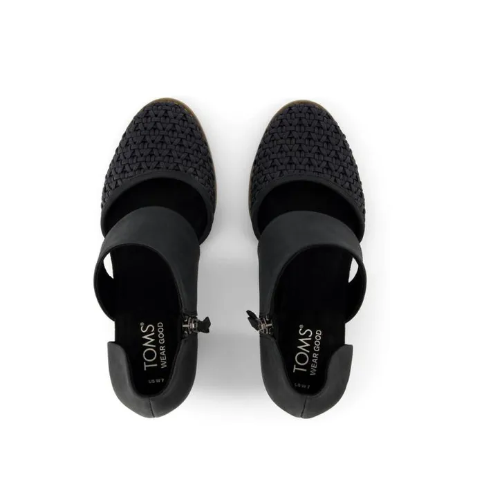 Toms Heels and Wedges Milan Closed Toe Heel Black Geo Basket Pu Leather 8211 Women