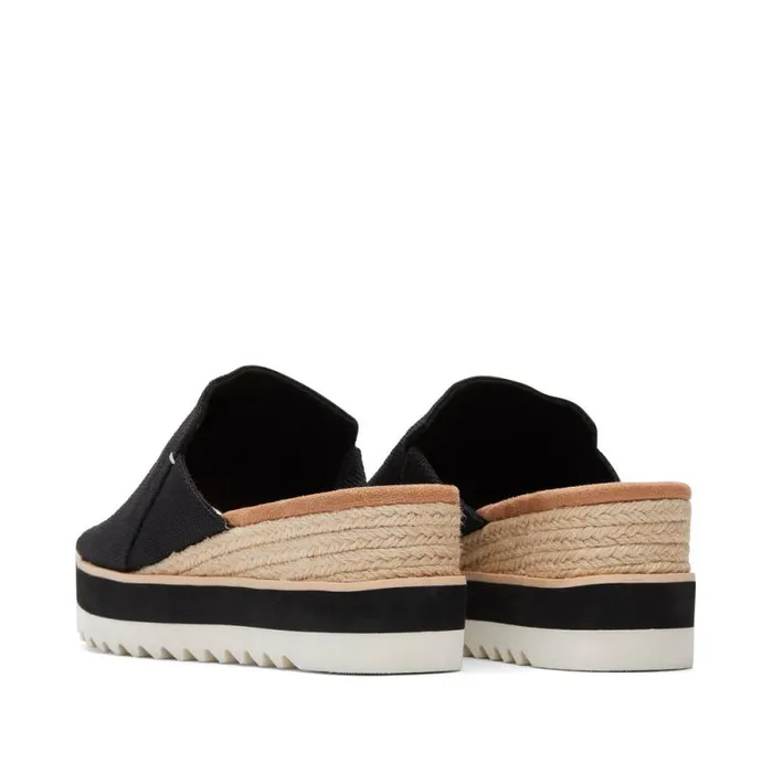 Toms Mules and Slides Diana Mule Wedge Sandal Black Heavy Canvas 8211 Women Toms Mules and Slides Diana Mule Wedge Sandal Black Heavy Canvas 8211 Women