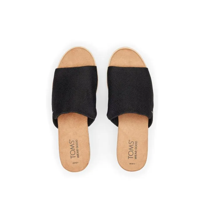 Toms Mules and Slides Diana Mule Wedge Sandal Black Heavy Canvas 8211 Women Toms Mules and Slides Diana Mule Wedge Sandal Black Heavy Canvas 8211 Women
