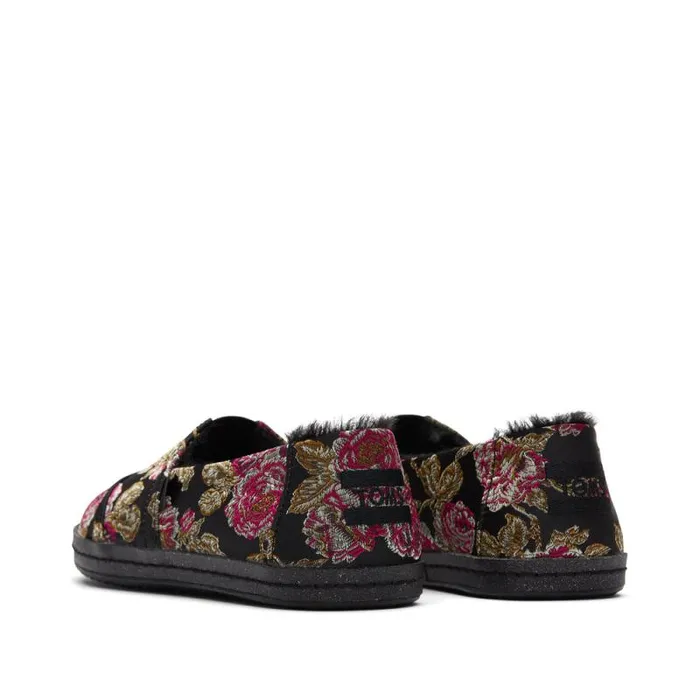 Toms Slip Ons Alaprgata Leather Wrap Black Metallic Floral Brocade 8211 Women Toms Slip Ons Alaprgata Leather Wrap Black Metallic Floral Brocade 8211 Women