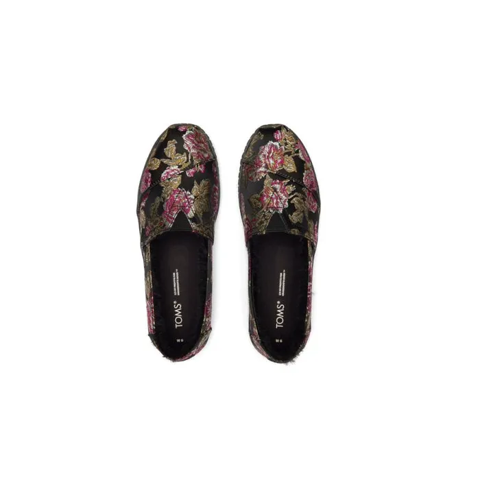 Toms Slip Ons Alaprgata Leather Wrap Black Metallic Floral Brocade 8211 Women Toms Slip Ons Alaprgata Leather Wrap Black Metallic Floral Brocade 8211 Women