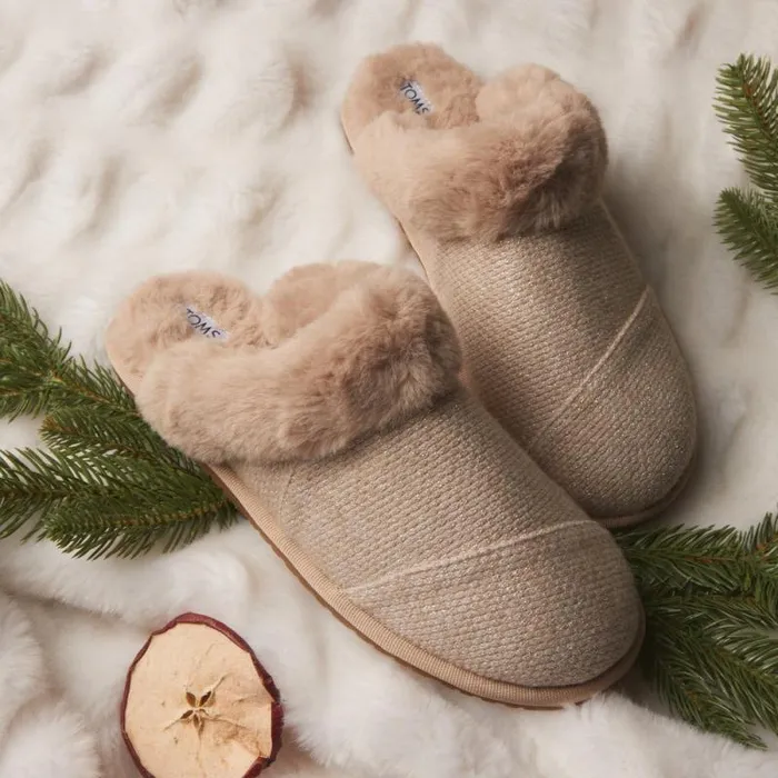 Toms Slippers Valerie Slipper Oatmeal Sparkle Knit 8211 Women