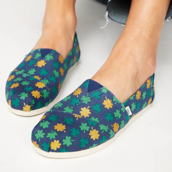 Toms TOMS Classics Alpargata Cloudbound Lucky Shimmer Clovers 8211 Women Toms TOMS Classics Alpargata Cloudbound Lucky Shimmer Clovers 8211 Women