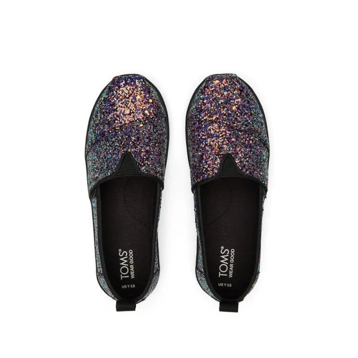 Toms TOMS Classics Alpargata Kids Shoe Black Chunky Glitter 8211 KidsWomen