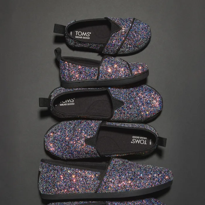 Toms TOMS Classics Alpargata Kids Shoe Black Chunky Glitter 8211 KidsWomen