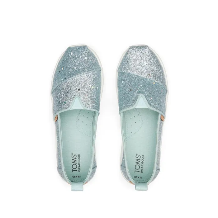 Toms TOMS Classics Alpargata Kids Shoe Cosmic Mint Glitter 8211 KidsWomen