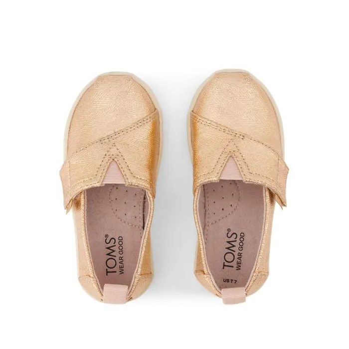 Toms TOMS Classics Alpargata Toddler Shoe Rose Gold Metallic Herringbone 8211 KidsWomen Toms TOMS Classics Alpargata Toddler Shoe Rose Gold Metallic Herringbone 8211 KidsWomen