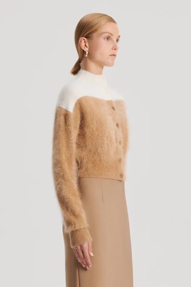 Tops CASHMERE BRUSHED CARDIGAN CAMELCREAM 8211 Scanlan Theodore Women Tops CASHMERE BRUSHED CARDIGAN CAMELCREAM 8211 Scanlan Theodore Women