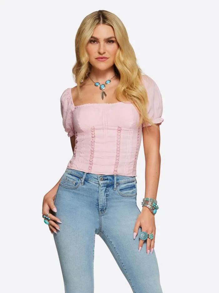 Tops Clothing Jessica Simpson Aubrey Top In Pink Dolphin