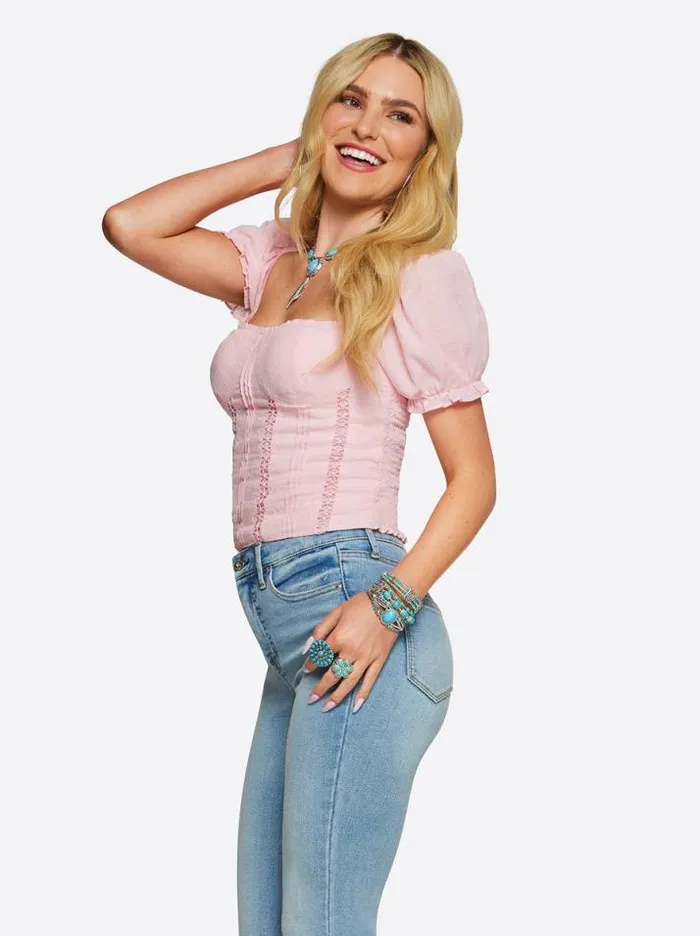 Tops Clothing Jessica Simpson Aubrey Top In Pink Dolphin