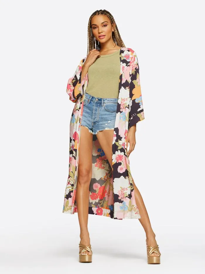 Tops Clothing Jessica Simpson Caelan Kimono In Blooms In The Bay