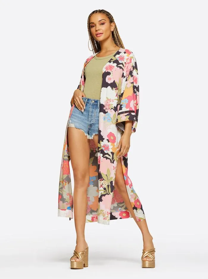 Tops Clothing Jessica Simpson Caelan Kimono In Blooms In The Bay