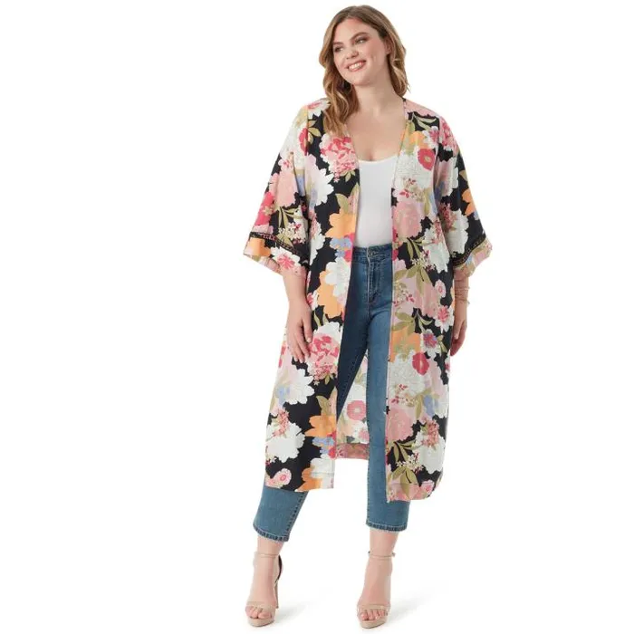 Tops Clothing Jessica Simpson Caelan Kimono In Blooms In The Bay