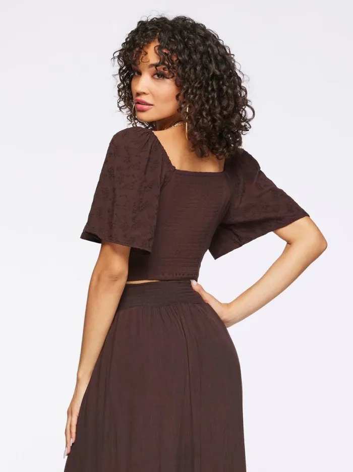 Tops Clothing Jessica Simpson Kerrigan Crop Top In Coffee