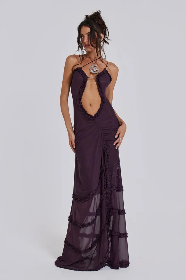 Tops Jaded London Women Shop Fatale Maxi Dress in Dusk