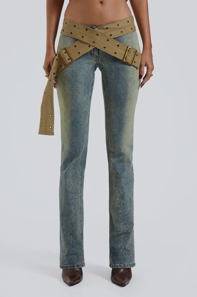 Tops Jaded London Women Shop Strap Up Stonewash Jeans