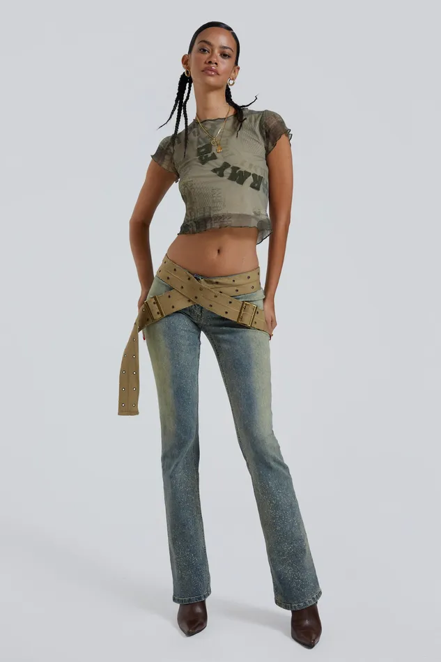 Tops Jaded London Women Shop Strap Up Stonewash Jeans