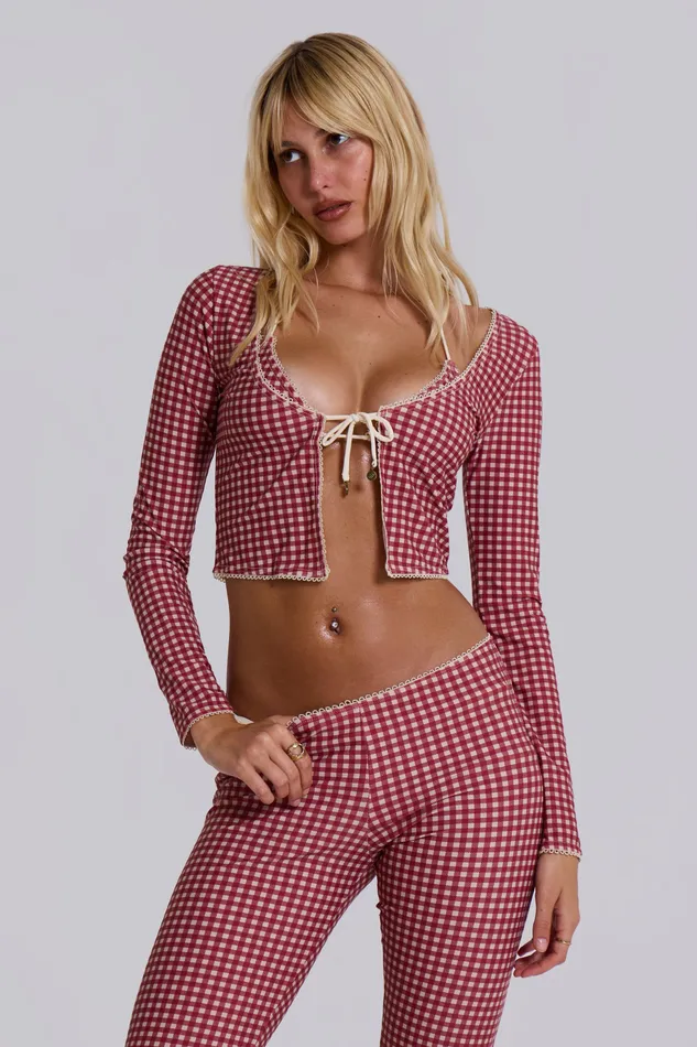 Tops Shop Freda Gingham Swim Cardigan Top 8211 Jaded London Women