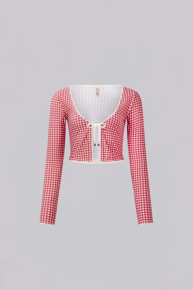 Tops Shop Freda Gingham Swim Cardigan Top 8211 Jaded London Women