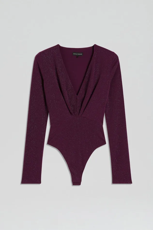 Tops TINSEL DRAPE BODYSUIT AUBERGINE Scanlan Theodore Women