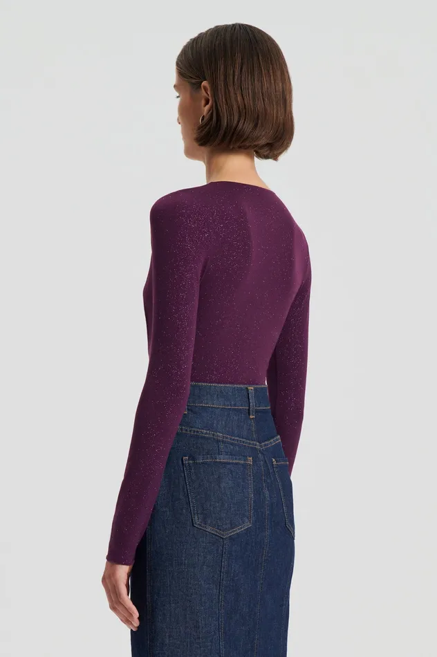 Tops TINSEL DRAPE BODYSUIT AUBERGINE Scanlan Theodore Women