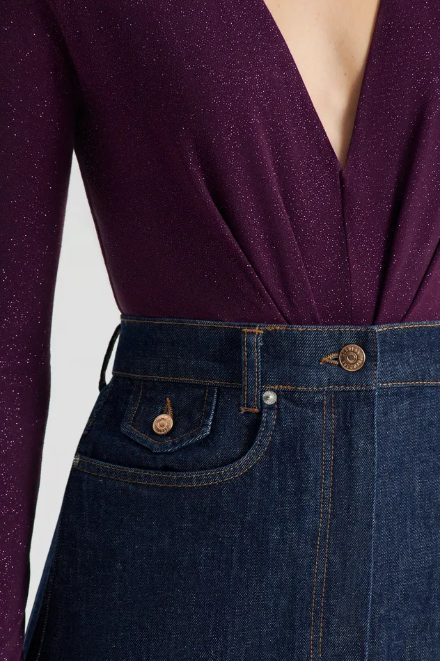 Tops TINSEL DRAPE BODYSUIT AUBERGINE Scanlan Theodore Women