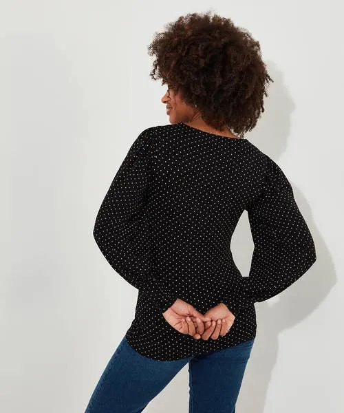 Tops Tunics and Blouses Apparel Joebrowns Perfectly Polka Dot Jersey Top Black Tops Tunics and Blouses Apparel Joebrowns Perfectly Polka Dot Jersey Top Black
