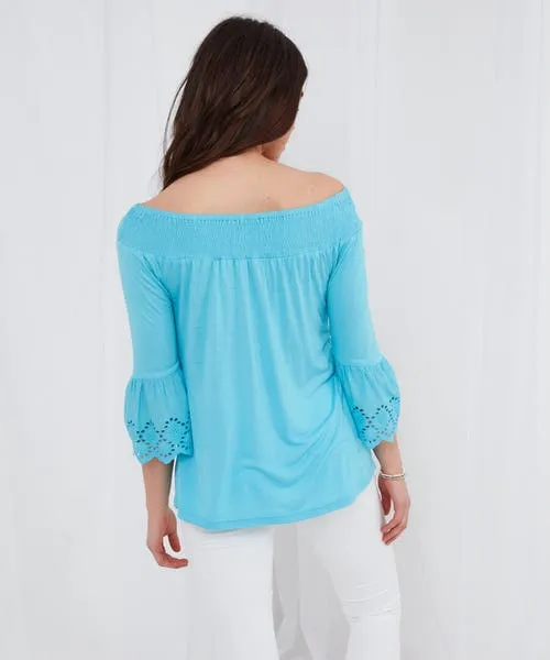 Tops Tunics and Blouses Joebrowns Apparel Bardot Broderie Top Orange Tops Tunics and Blouses Joebrowns Apparel Bardot Broderie Top Orange