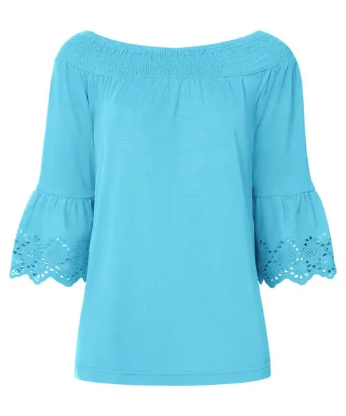 Tops Tunics and Blouses Joebrowns Apparel Bardot Broderie Top Orange Tops Tunics and Blouses Joebrowns Apparel Bardot Broderie Top Orange