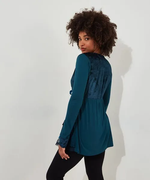 Tops Tunics and Blouses Joebrowns Apparel Valerie Velour Cutabout Top Teal Tops Tunics and Blouses Joebrowns Apparel Valerie Velour Cutabout Top Teal
