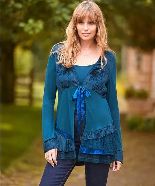 Tops Tunics and Blouses Joebrowns Apparel Valerie Velour Cutabout Top Teal Tops Tunics and Blouses Joebrowns Apparel Valerie Velour Cutabout Top Teal