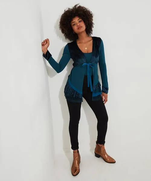 Tops Tunics and Blouses Joebrowns Apparel Valerie Velour Cutabout Top Teal Tops Tunics and Blouses Joebrowns Apparel Valerie Velour Cutabout Top Teal