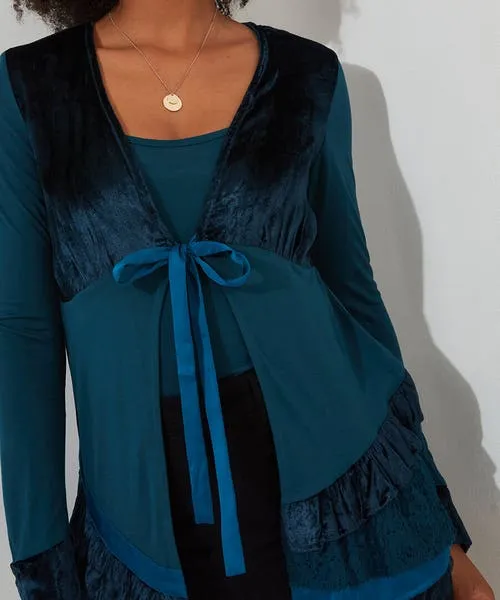 Tops Tunics and Blouses Joebrowns Apparel Valerie Velour Cutabout Top Teal Tops Tunics and Blouses Joebrowns Apparel Valerie Velour Cutabout Top Teal