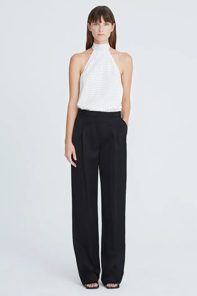 Tops Women Halston Loren Cdc Micro Dot Top Chalkblack Micro Dot Print