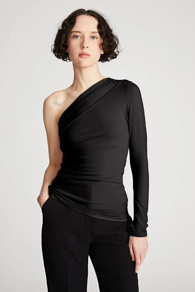 Tops Women Halston Stefanie Top In Stretch Jersey Black
