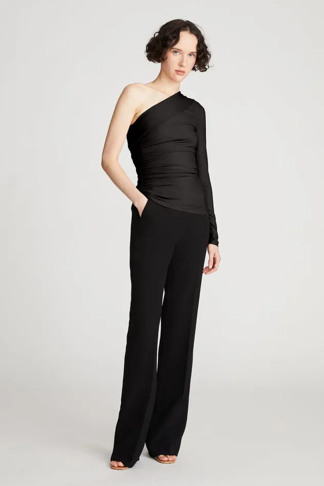 Tops Women Halston Stefanie Top In Stretch Jersey Black