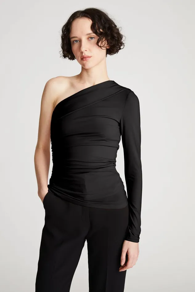 Tops Women Halston Stefanie Top In Stretch Jersey Black