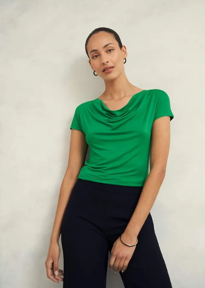 Tops Women HOBBS Cathy Cowl Neck Top Cilantro Green