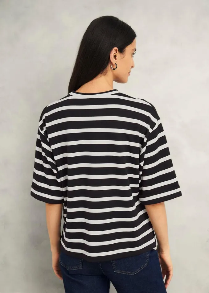 Tops Women HOBBS Holland Stripe TShirt Black Ivory