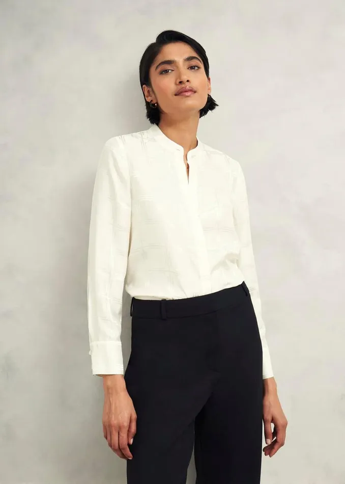 Tops Women HOBBS Sloane Silk Blouse Ivory