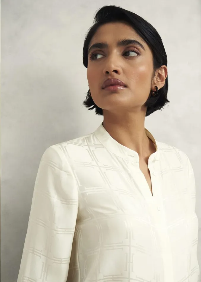 Tops Women HOBBS Sloane Silk Blouse Ivory